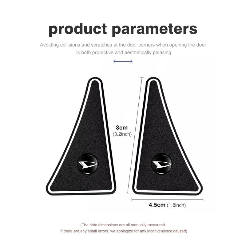 Deux autocollants triangulaires noirs pour les coins de porte, anti-rayures et anti-collision.