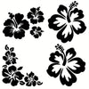 Schwarze Silhouettenblumenaufkleber mit Hibiskusblüten
