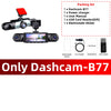 كاميرا داش سوداء مثبتة على مرآة الرؤية الخلفية، مع ملحقات لكاميرا Dashcam-B77.