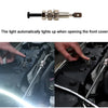 Under hood LED work light with automatic on/off switch shown being opened and illuminated.