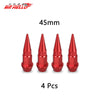 Quatre bouchons de tige de valve en aluminium rouges, taille 45 mm, pour pneus.