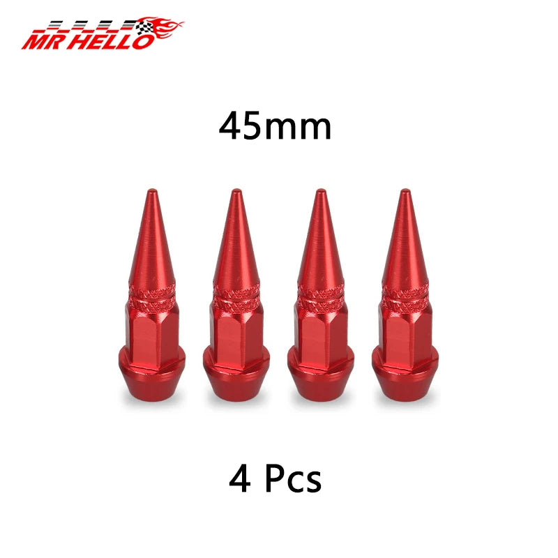 Quatre bouchons de tige de valve en aluminium rouges, taille 45 mm, pour pneus.