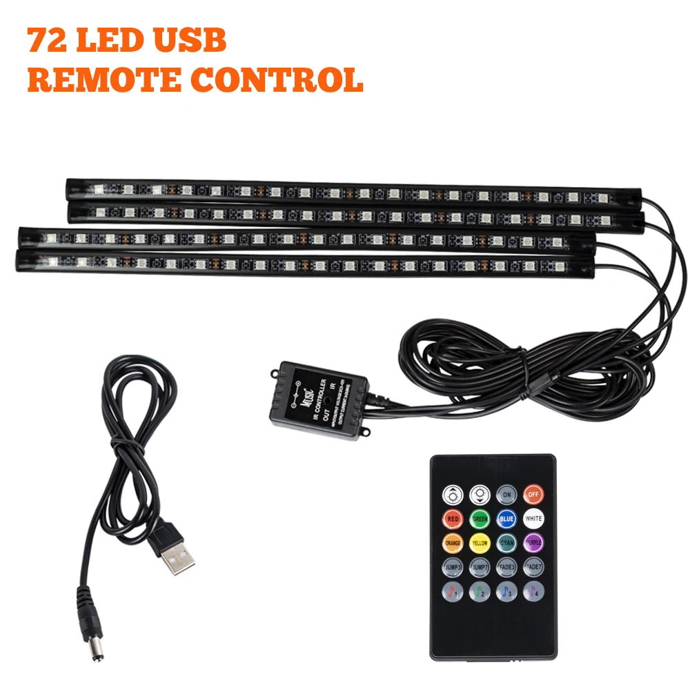 A set of 72 LED USB remote control lights and a corresponding remote controller device.