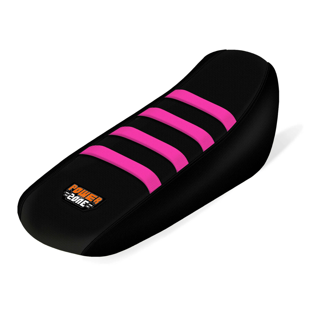 Black seat cover with pink stripes for a Sur-Ron Light Bee X S electric vehicle.