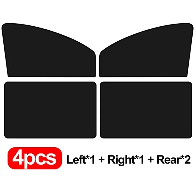 Four magnetic car window sunshades including left, right, and rear versions.