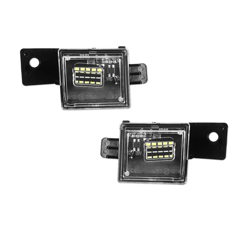 OEM style license plate lights for Chevrolet and GMC trucks featuring LED illumination.