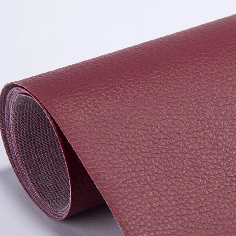 Parches de cuero PU adhesivos color granate para reparar sofás y bolsos