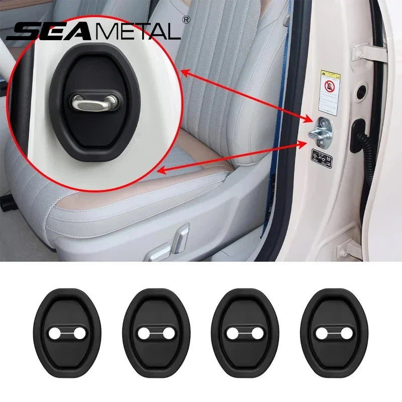 Quatre rondelles en silicone noires pour protéger la serrure de voiture.