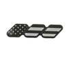 A set of three 3D car grill decals featuring American flag and black and white stripes.