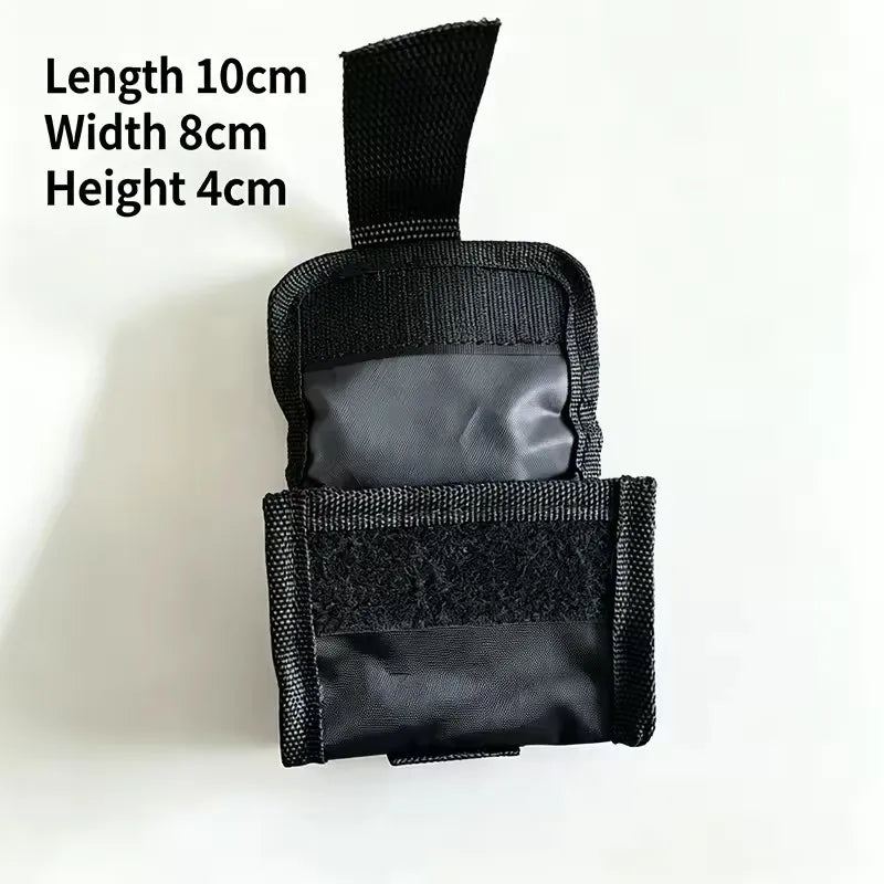 Black heavy-duty disc brake lock with dimensions 10cm long, 8cm wide, and 4cm high