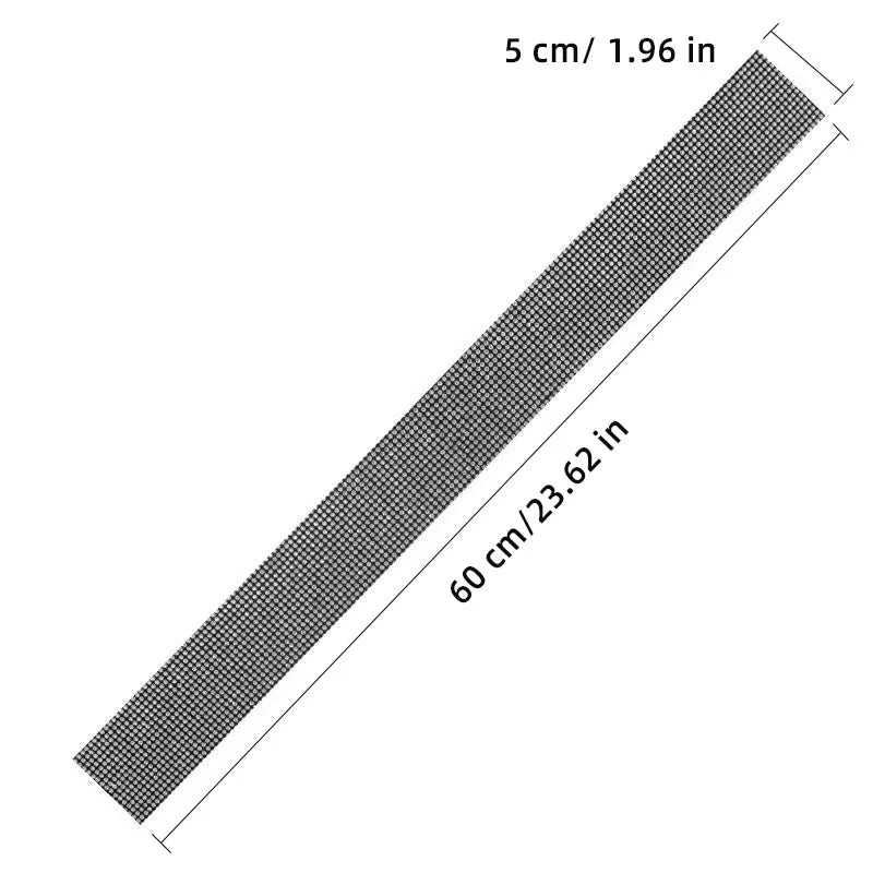 A rectangular strip of decorative diamond trim, measuring 5 cm or 1.96 inches wide and 60 cm or 23.62 inches long.