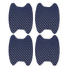 A set of car door handle protection film stickers in a dark blue color.
