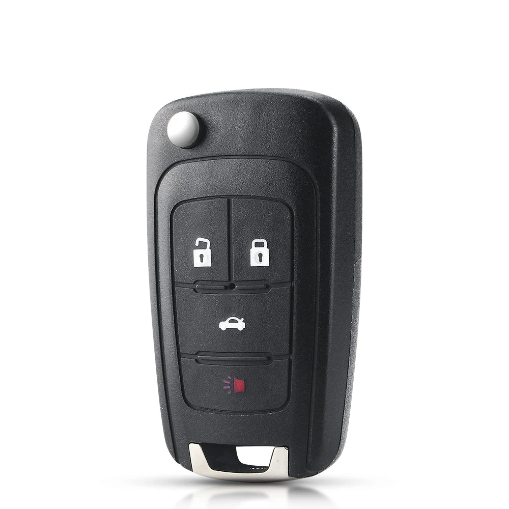 Black replacement flip key shell case with three buttons and a metal key blade.