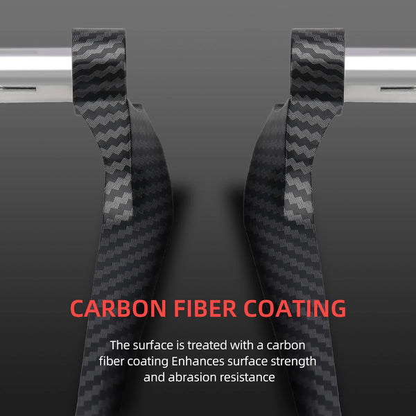 Close-up view of carbon fiber coating on motorcycle brake clutch lever hand guards.