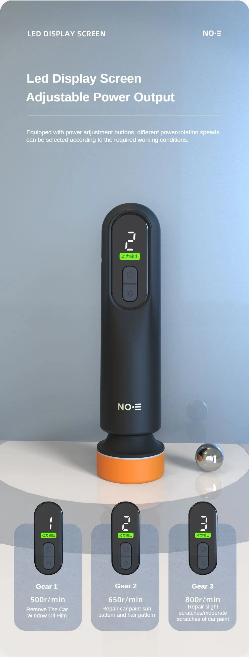 Un appareil à écran LED noir avec boutons de réglage sur une surface blanche.