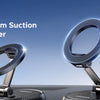 A close-up view of a UGREEN magnetic vacuum suction car phone holder with a silver ring mount.