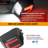 A close-up view of SMD LED license plate lights with a red lens and black housing.
