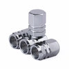 Silver aluminum alloy tire valve caps with various sizes and thread types