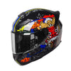 A black racing-style ABS motorcycle helmet featuring a vibrant red dragon design with gold accents.