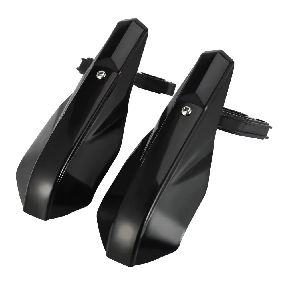 Black universal motorcycle handguard and brush protector with mounting brackets