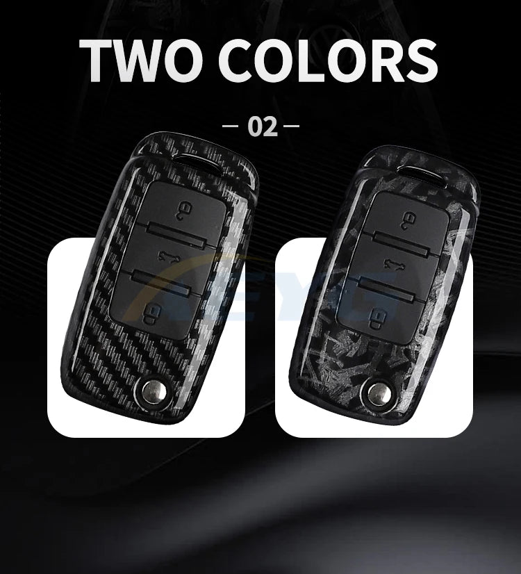 Carbon Fiber Car Key Case Cover for VW, Skoda, and Audi Models