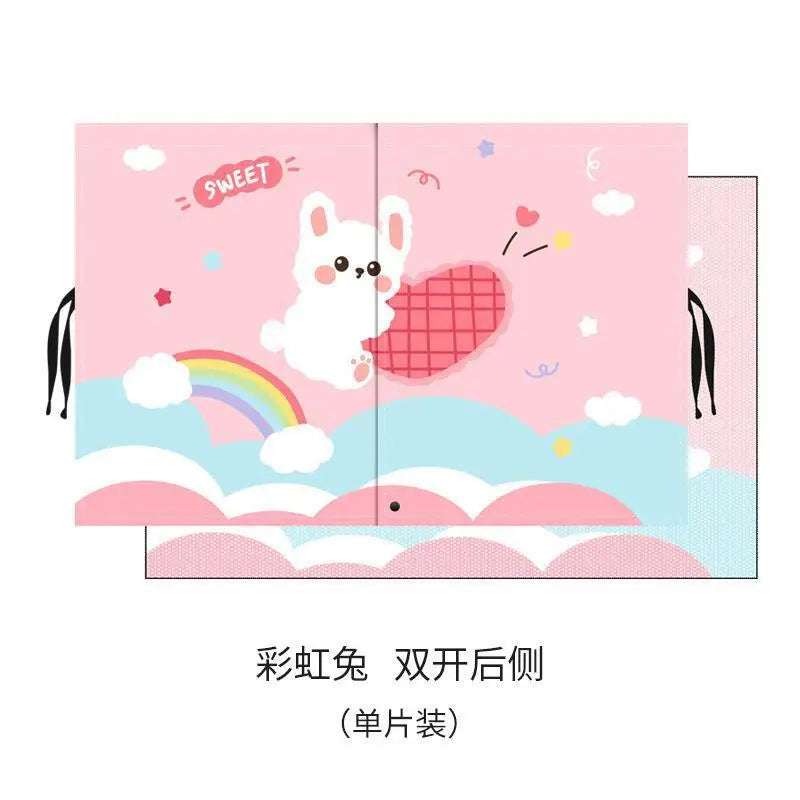 Pink magnetic double-layer car window shades with a white rabbit design