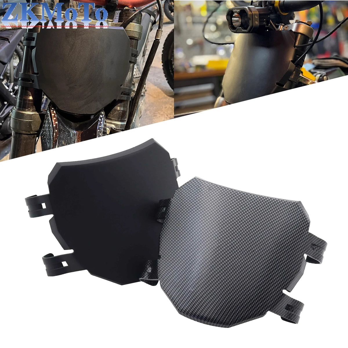 Soporte universal de matrícula para motocicleta negro, diseñado para montaje seguro.