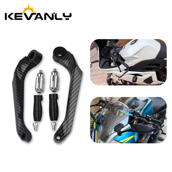 Carbon fiber motorcycle brake clutch lever hand guards for a motorcycle.