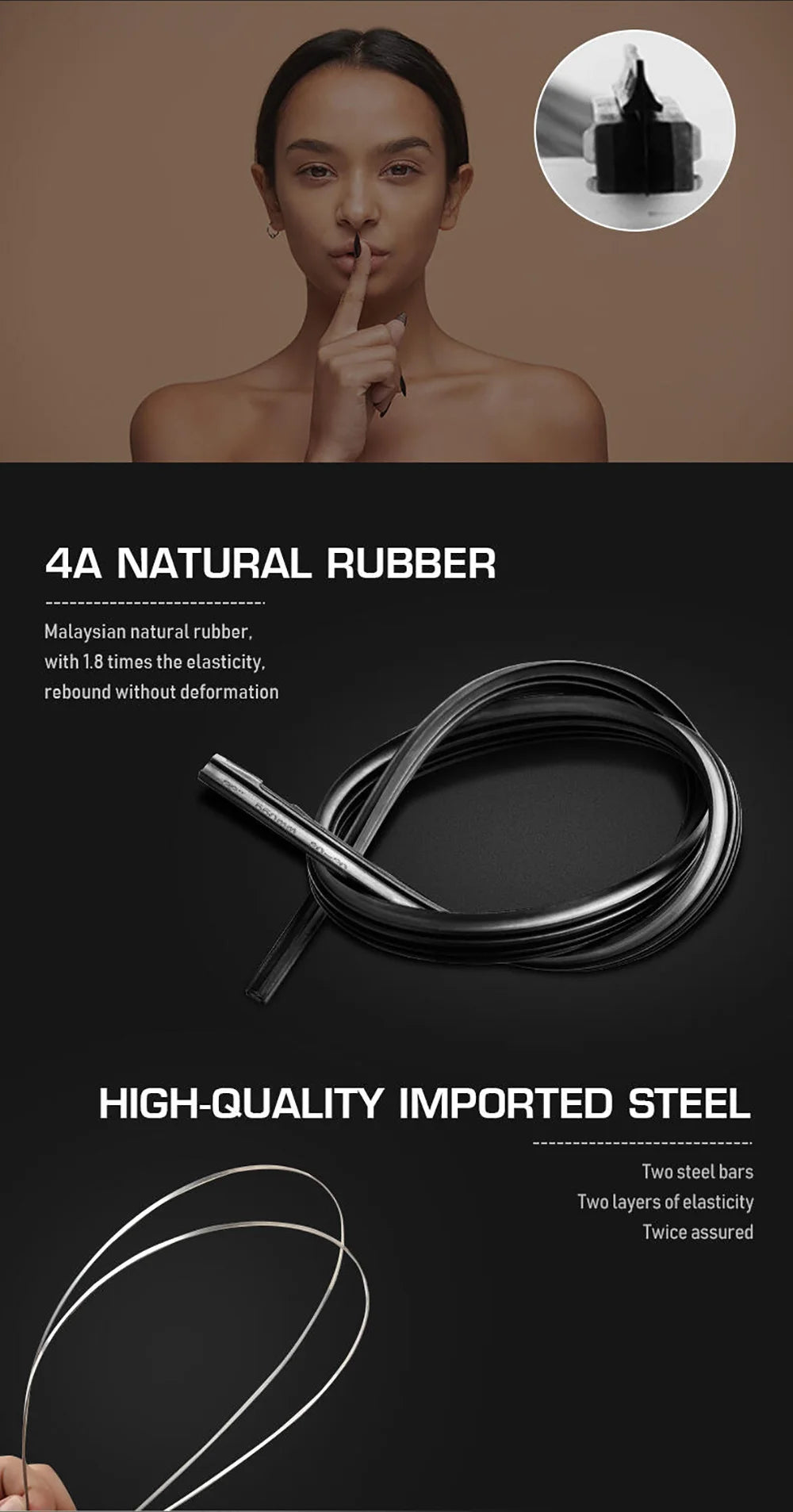 Image showing 4A natural rubber and high-quality imported steel components for universal windshield wiper blades.