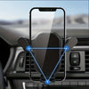 A universal car phone mount with an air vent clip is shown mounted in a car's dashboard.