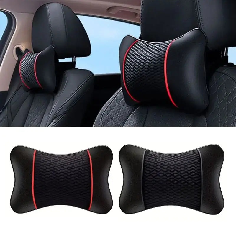 Black and red universal car headrest neck support cushions for automotive use