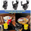 Black 2-in-1 adjustable car cup holder organizer with multiple slots for various items