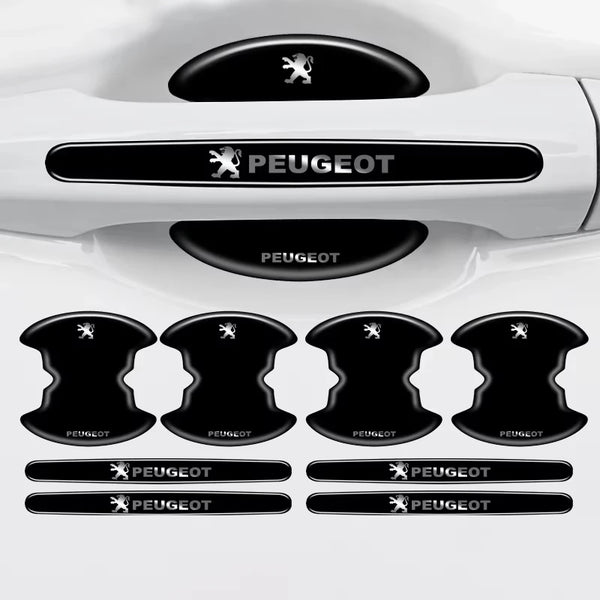 Varias pegatinas y calcomanías negras de Peugeot para manijas de puertas de coche
