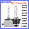 A set of 55W HID Xenon light bulbs and a mounting base for automotive headlights.