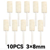 Ten pieces of beige wool felt polishing buffing wheels with 8mm diameter shafts.