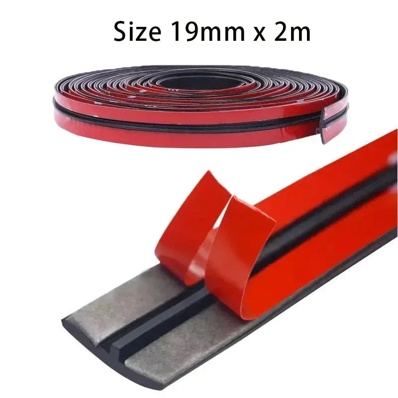 Roll of red adhesive weather stripping tape, 19mm wide by 2 meters long.