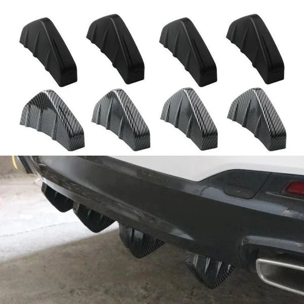 Set of black ABS plastic universal rear bumper spoiler lip kits for vehicle modification