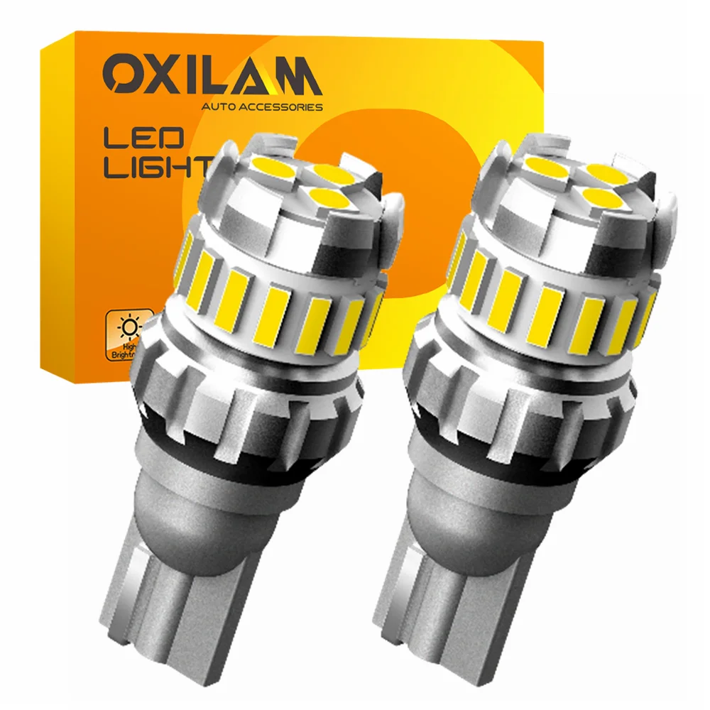 Ein Paar Oxilam LED-Licht für Auto, Rückwärts- und Rückfahrlichter mit silbernen Gehäusen.