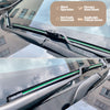 Close-up view of a universal windshield wiper blade assembly for a Jeep Wrangler vehicle.