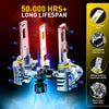 Three pure copper base LED headlight bulbs with aluminum bodies and multi-layer heat sinks shown against a dark background.