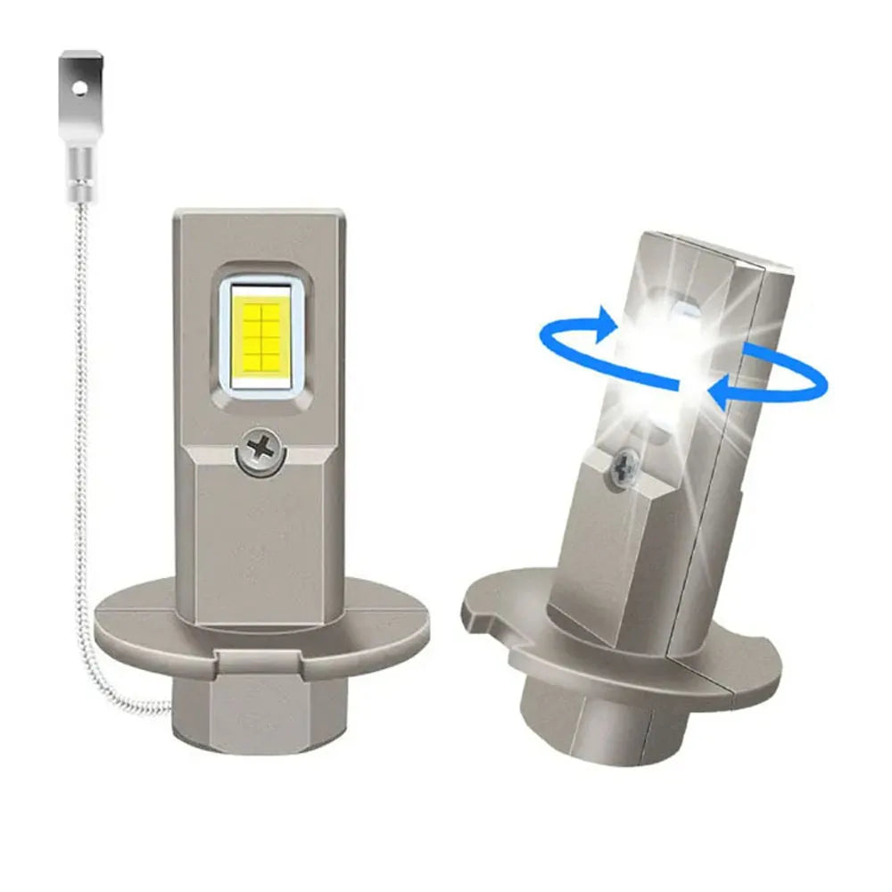 A single high-performance 120W LED automotive headlight bulb is shown with its connector cable.
