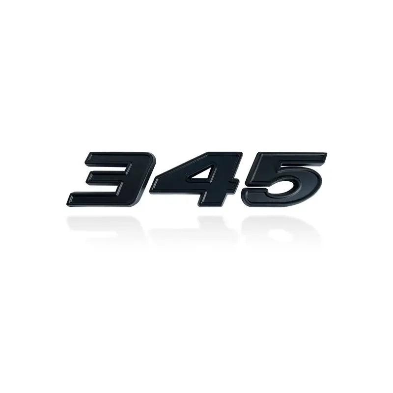 Black 3D metal car fender side and trunk decal.