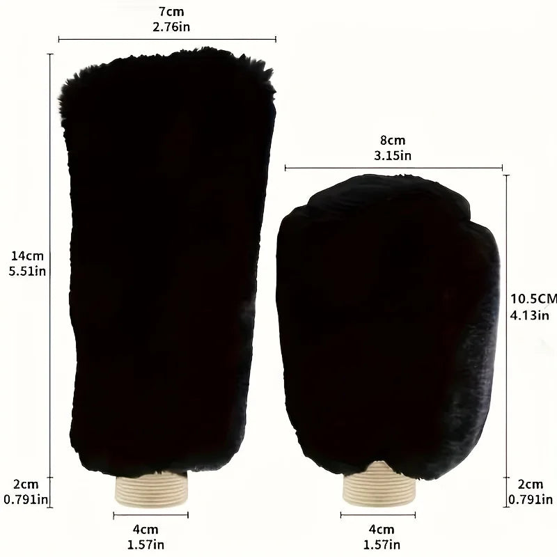 Manche de voiture d'hiver en peluche noire avec différentes tailles