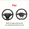 Two car steering wheel covers, one D-type and one round, for use with the product.