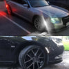 Primer plano de un Chrysler 200 negro con luces indicadoras LED ahumadas instaladas en el guardabarros delantero.
