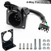 Black 4-way flat to 7-pin trailer adapter with mounting bracket and hardware components