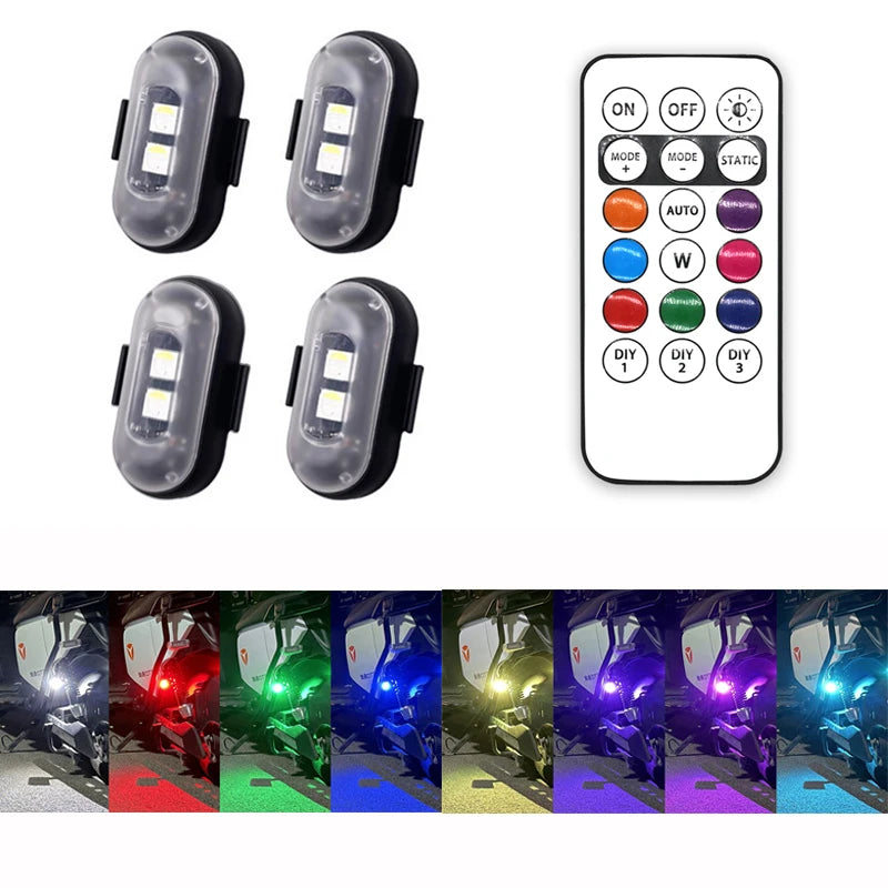 Un ensemble de lumières LED sans fil rechargeables multifonction pour voiture, dans diverses couleurs et modes.