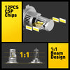 Image montrant 12 pièces de puces CSP et un design à faisceau 1:1 pour une ampoule de phare automobile LED H4 Super Bright Tu