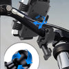360-Grad-Montage für Smartphone am Fahrradlenker, zeigt Landschafts- und vertikale Ansichten.