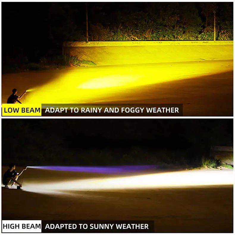 Dual-Color LED Spotlight Headlight for Vehicles